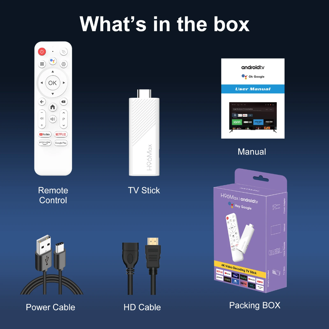 H96 Max 4K Android TV Stick With 1 Year Service Included !