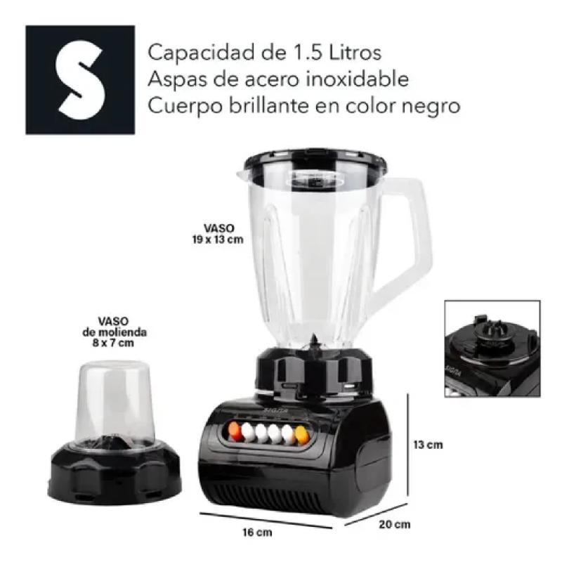 LICUADORA PICATODO PROCESADOR TRITURADOR 2 EN 1 400W ALTEZZA HIELO SMOOTHIES SALSAS CUCHILLA REMOVIBLE NEGRA