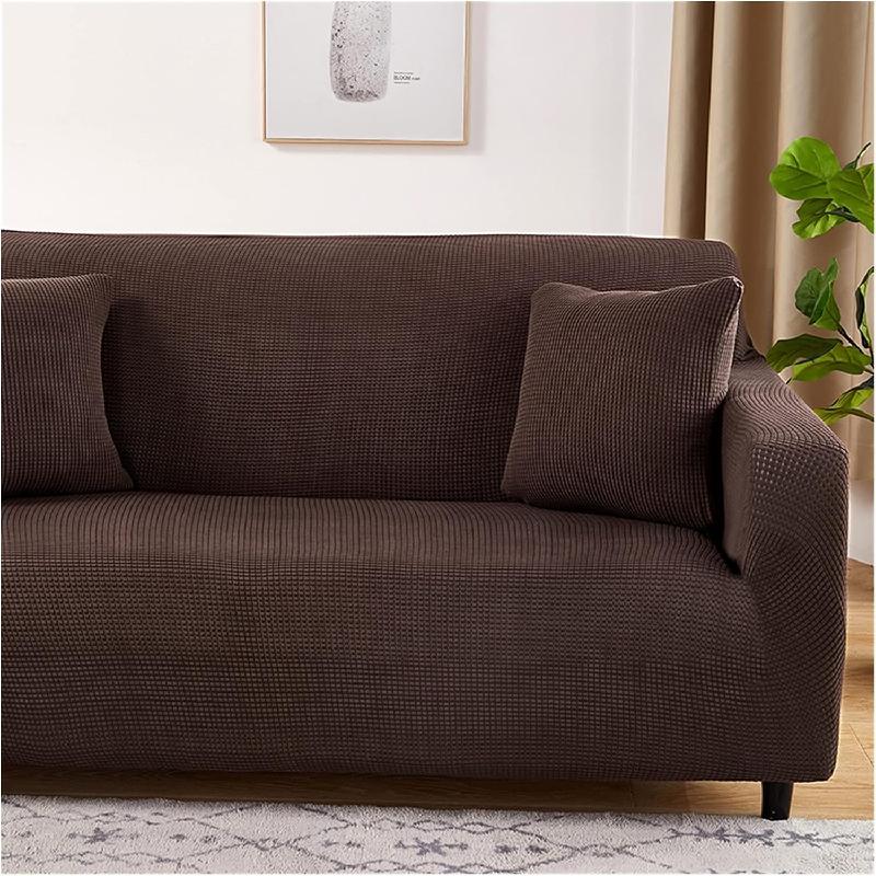 FORRO SILLON FUNDA SOFA 3 PUESTOS COBERTOR MUEBLE ELASTICO AJUSTABLE ANTIMANCHAS LAVABLE PROTECTOR MICROFIBRA MARRON