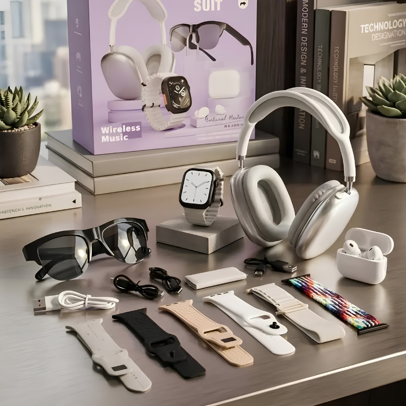 COMBO K24 SMARTWATCH 7 CORREAS + AUDÍFONOS AIRPODS + GAFAS SOL BLUETOOTH ANDROID IOS