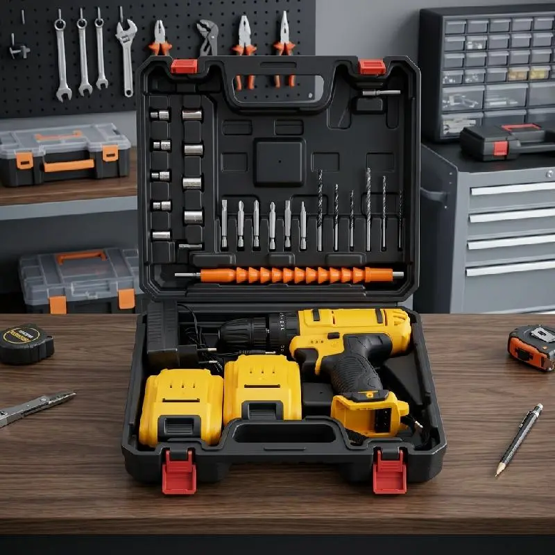 TALADRO INALÁMBRICO DESTORNILLADOR ELÉCTRICO ATORNILLADOR HERRAMIENTA MULTIFUNCIONAL ERGONÓMICO CON ACCESORIOS