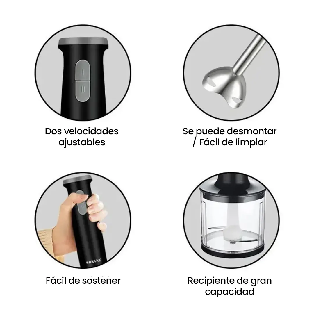 BATIDOR DE MANO 5 EN 1 SOKANY 800W 