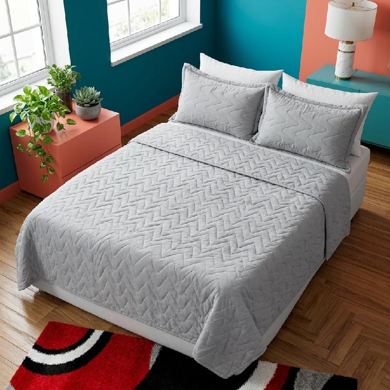 COLCHA ESPAÑOLA DOBLE FAZ CAMA DOBLE CON FUNDAS ACOLCHADA REVERSIBLE SILVER