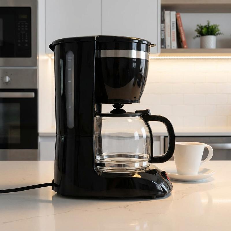 CAFETERA KALLEY 12 TAZAS 950W ANTIGOTEO JARRA VIDRIO FILTRO LAVABLE