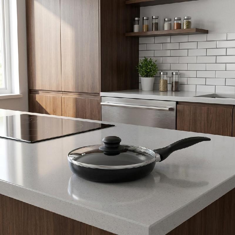 SARTEN DKASA ANTIADHERENTE 28CM CON TAPA VIDRIO COCINA NEGRO