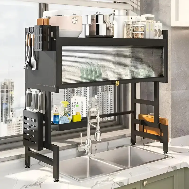 ESCURRIDOR PLATOS ORGANIZADOR VAJILLA ESTANTE COCINA CON TAPA 65CM FREGADERO
