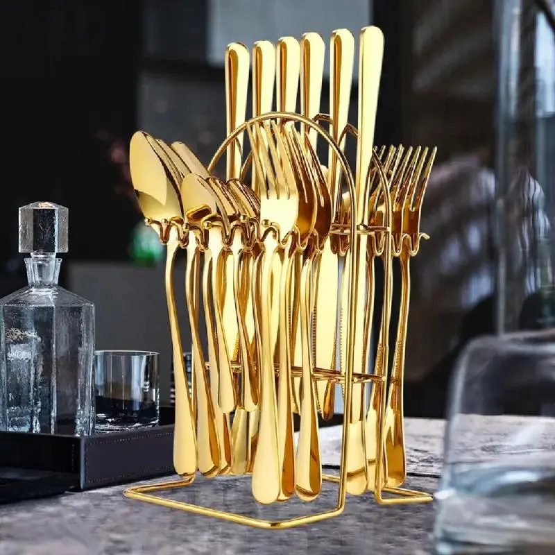 SET JUEGO DE CUBIERTOS CUCHARAS CUCHILLOS TENEDORES UTENSILIOS DE COCINA POR 24 PIEZAS 