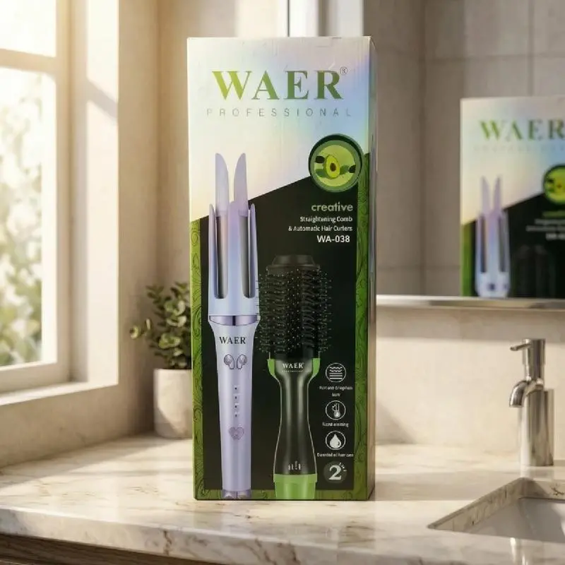 COMBO CEPILLO SECADOR Y RIZADOR AUTOMÁTICO WAER 2EN1 DE AIRE CALIENTE PARA TODO TIPO DE CABELLO