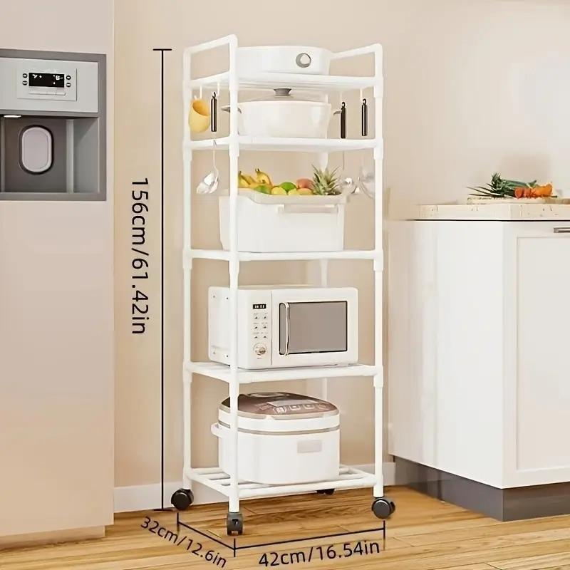 ESTANTE DE ALMACENAMIENTO ORGANIZADOR DE COCINA MULTIUSOS 5 NIVELES CON RUEDAS 