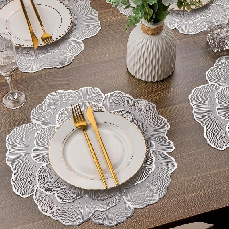 INDIVIDUAL MESA PVC FLORAL IMPERMEABLE ANTIDESLIZANTE RESISTENTE CALOR LAVABLE DECORATIVO COMEDOR COCINA