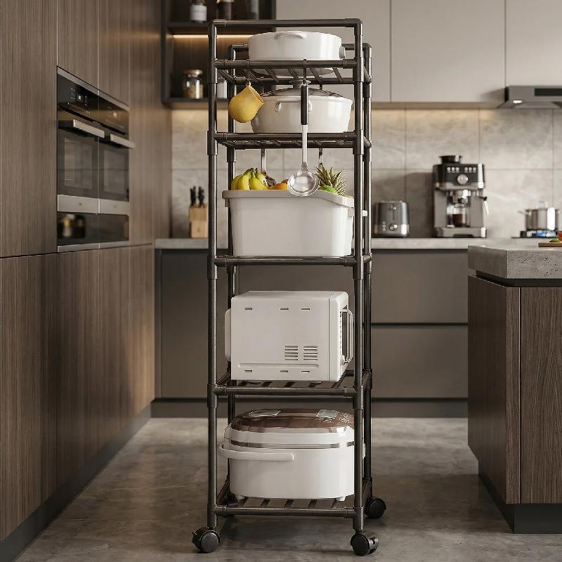 ESTANTE DE ALMACENAMIENTO ORGANIZADOR DE COCINA MULTIUSOS 5 NIVELES CON RUEDAS 
