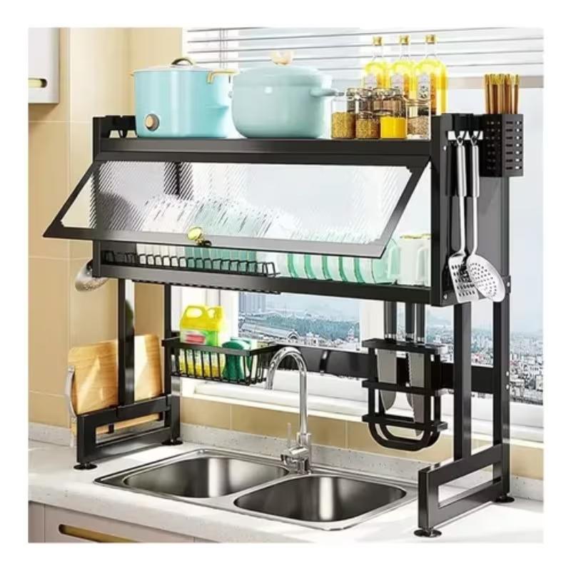 ESCURRIDOR PLATOS ORGANIZADOR VAJILLA ESTANTE COCINA CON TAPA 65CM FREGADERO