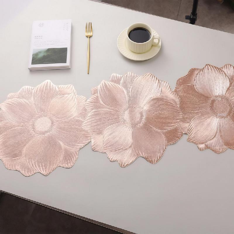 INDIVIDUALES MESA PVC MANTEL INDIVIDUAL FLORAL SET X4 ANTIDESLIZANTE IMPERMEABLE DECORACION COMEDOR BRONCE