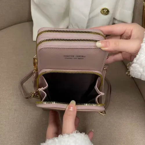 BOLSO DAMA CARTERA MANO MULTICOMPARTIMENTOS 3 DIVISIONES CUERO SINTETICO