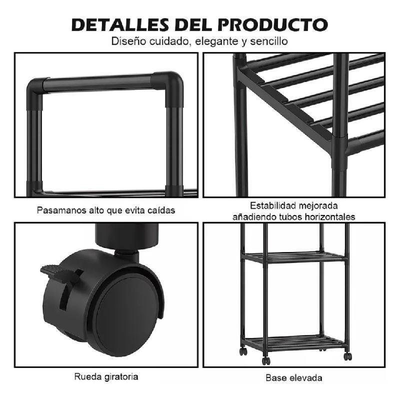 ESTANTE DE ALMACENAMIENTO ORGANIZADOR DE COCINA MULTIUSOS 5 NIVELES CON RUEDAS 