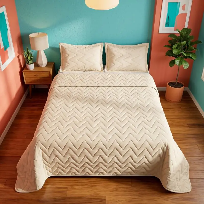COLCHA ESPAÑOLA DOBLE FAZ CAMA DOBLE CON FUNDAS ACOLCHADA REVERSIBLE SILVER