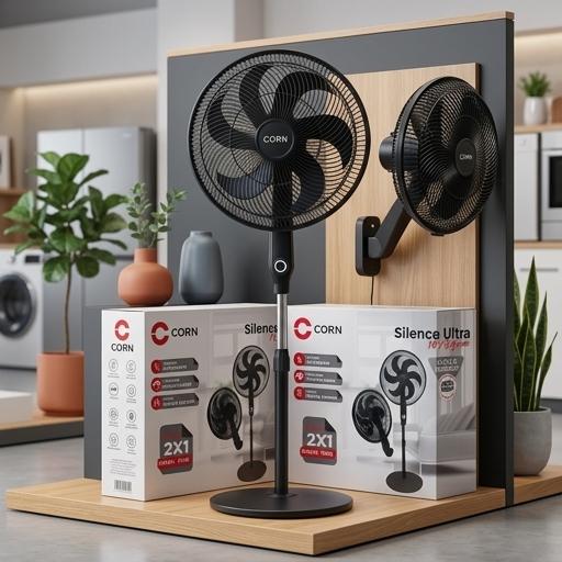 VENTILADOR CORN SILENCE ULTRA 18" 2 EN 1 PARED Y PISO MOTOR 90W 4 VELOCIDADES SILENCIOSO