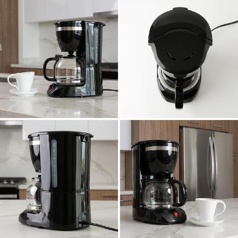CAFETERA KALLEY 12 TAZAS 950W ANTIGOTEO JARRA VIDRIO FILTRO LAVABLE