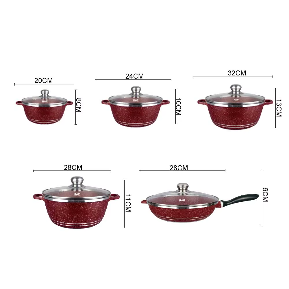 SET DE OLLAS Y SARTÉN RAF R.80001 CERÁMICA ALTA CALIDAD 5 PIEZAS COCINA 