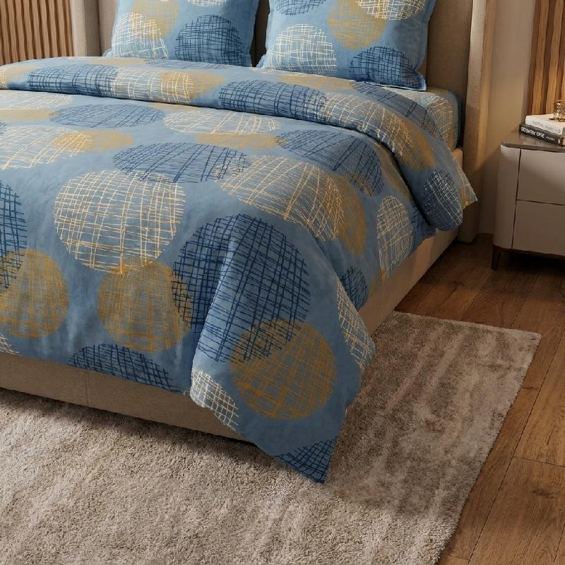 JUEGO DE SÁBANAS CON DISEÑO CIRCULAR PARA CAMA 140X190CM COSTURAS REFORZADAS TRANSPIRABLE