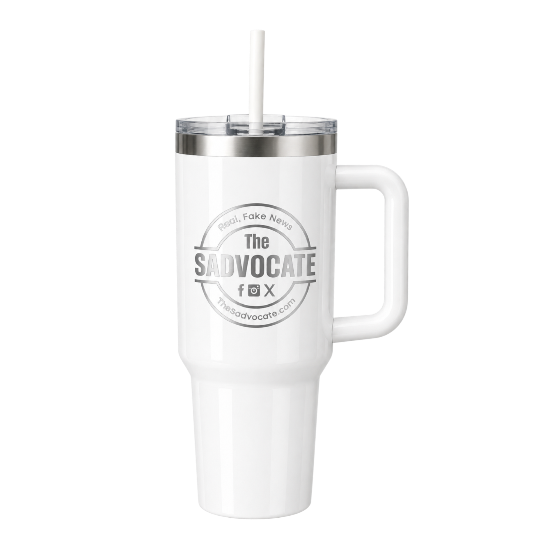 40oz Shiny Etched Stainless Steel Tumbler - White