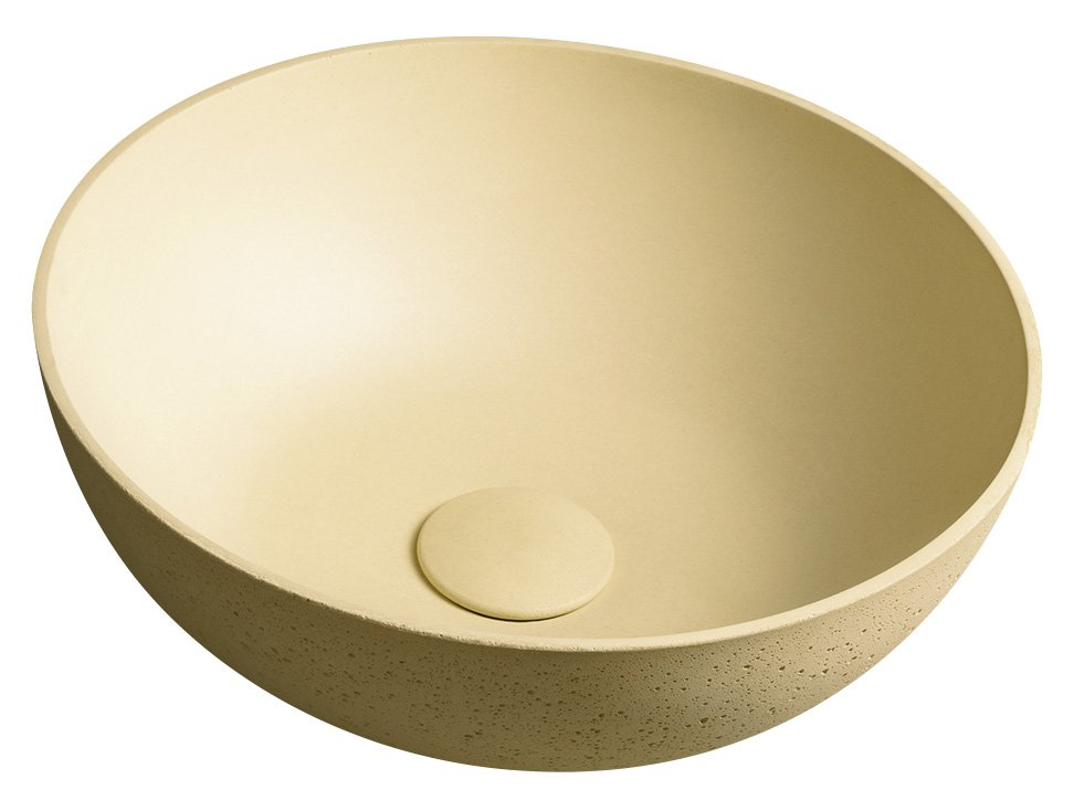 FORMIGO umywalka betonowa nablatowa, średnica 39cm, żółty mat