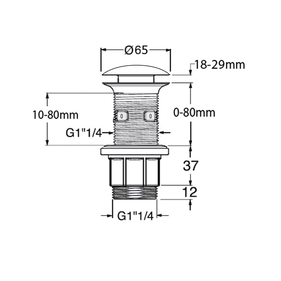Korek umywalkowy 5/4'', klik-klak, betonowy grzybek, 10-80mm, złoty mat