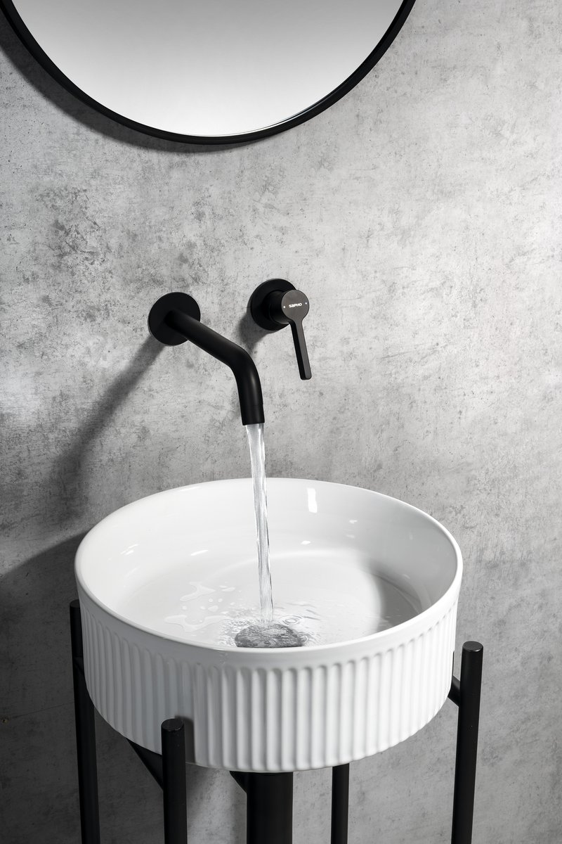 ICONIC bateria umywalkowa podtynkowa, dwuelementowa, czarny mat