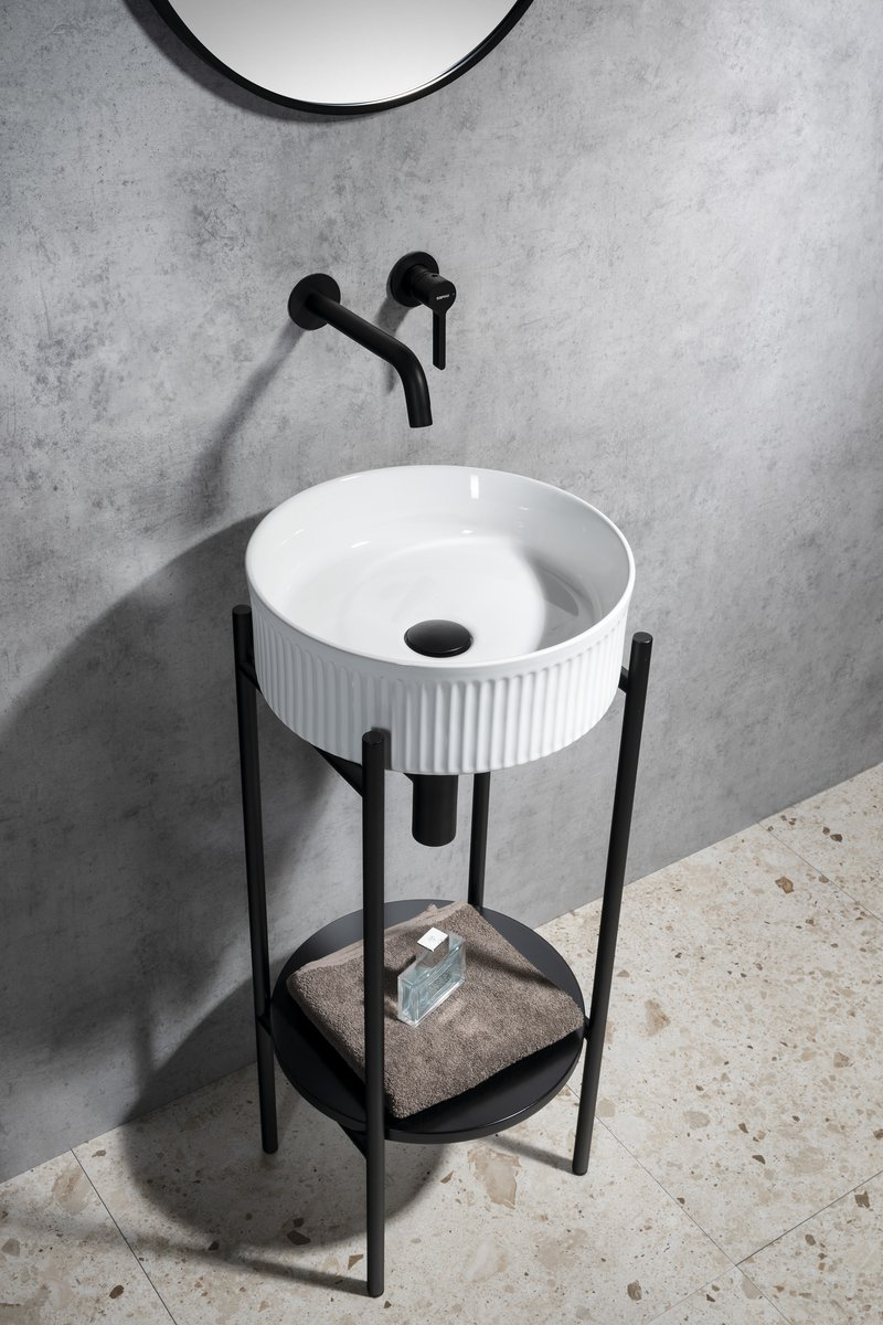 ICONIC bateria umywalkowa podtynkowa, dwuelementowa, czarny mat