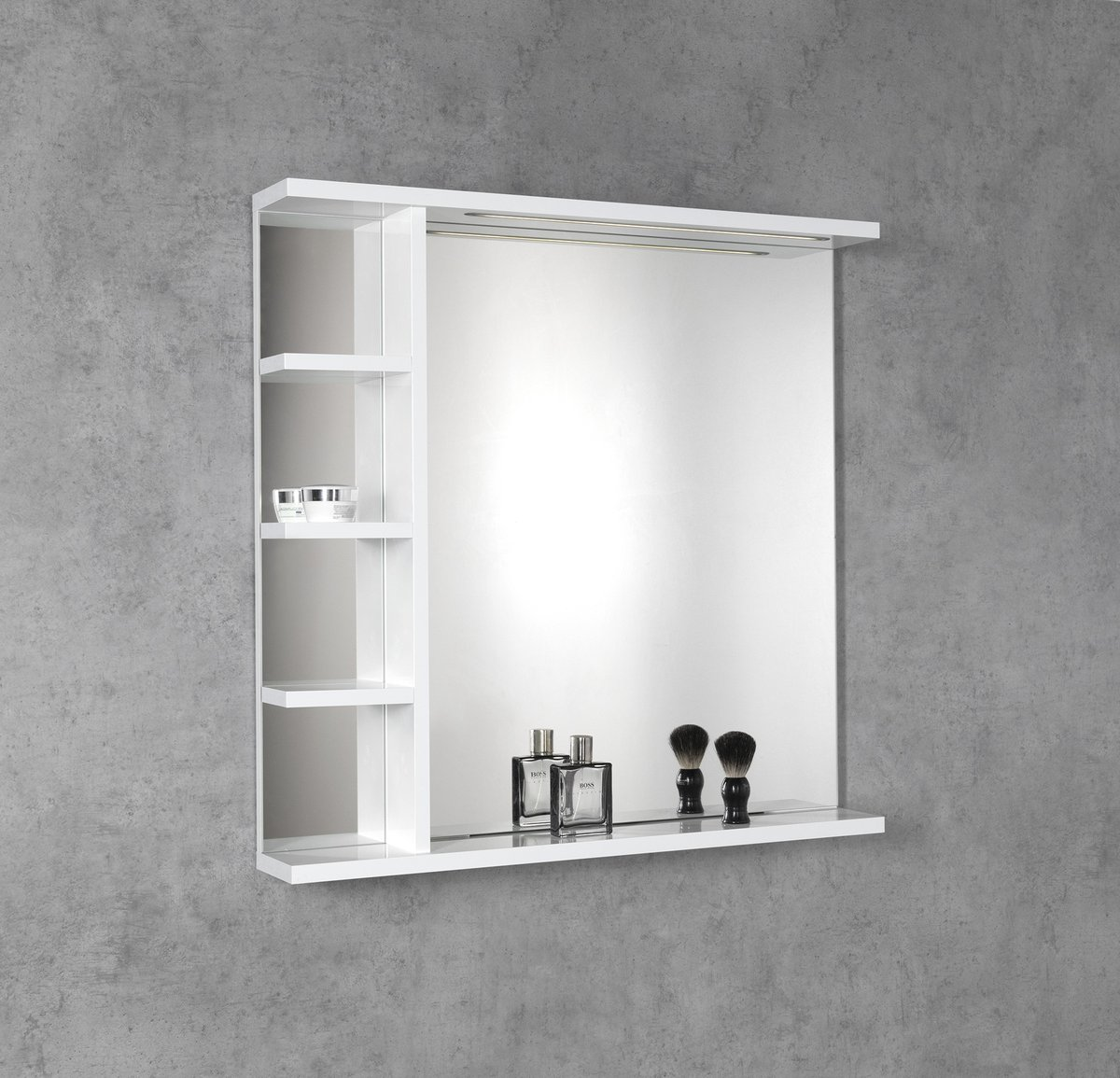 KORIN STRIP lustro z oświetleniem LED i półkami 80x70x12cm