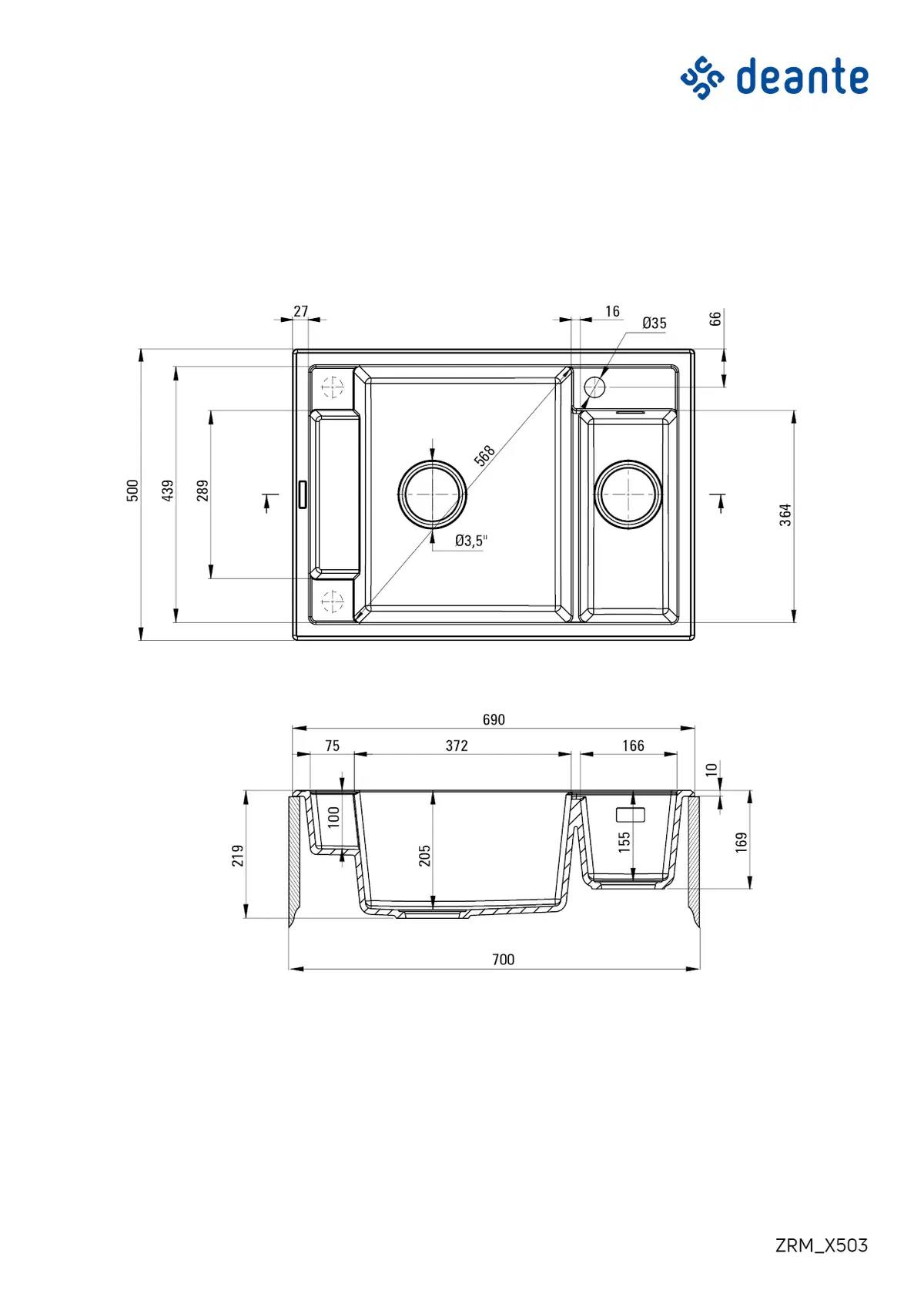MAGNETIC - Zlewozmywak granitowy magnetyczny 1.5-komorowy