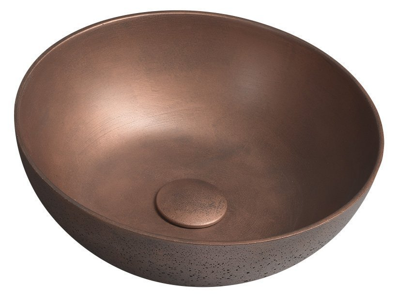 FORMIGO umywalka betonowa nablatowa, średnica 39cm, miedź mat