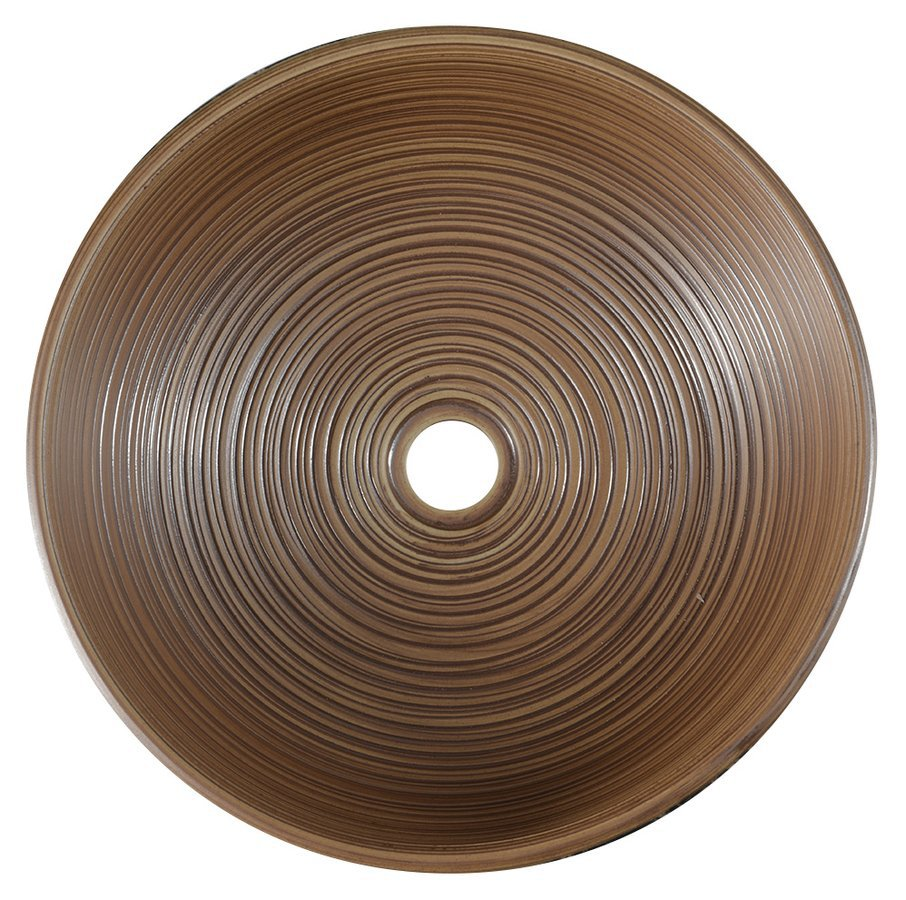 PRIORI umywalka ceramiczna nablatowa, średnica 41cm, brązowy z niebieskim wzorem