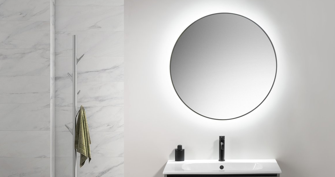 SHARON lustro z podświetleniem LED Ø 80 cm, czarny mat