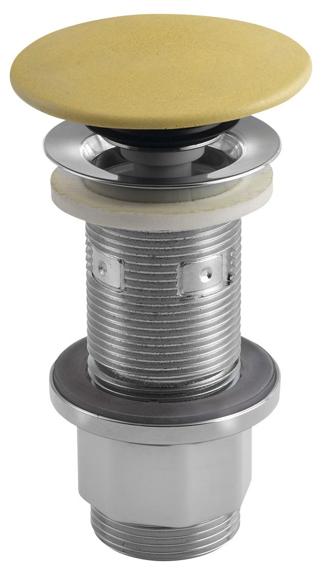 Korek umywalkowy 5/4'', klik-klak, betonowy grzybek, 10-80mm, żółty mat