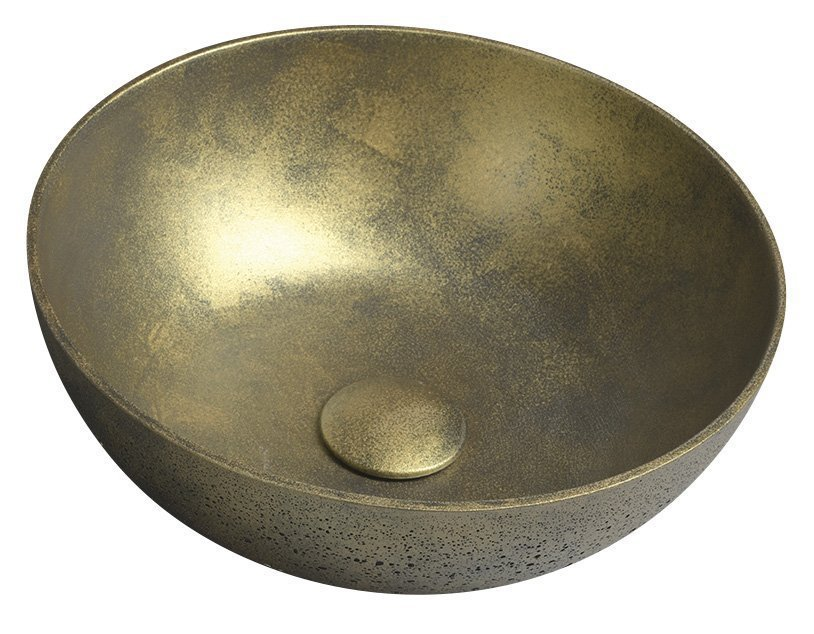 FORMIGO umywalka betonowa nablatowa, średnica 39cm, złoty mat