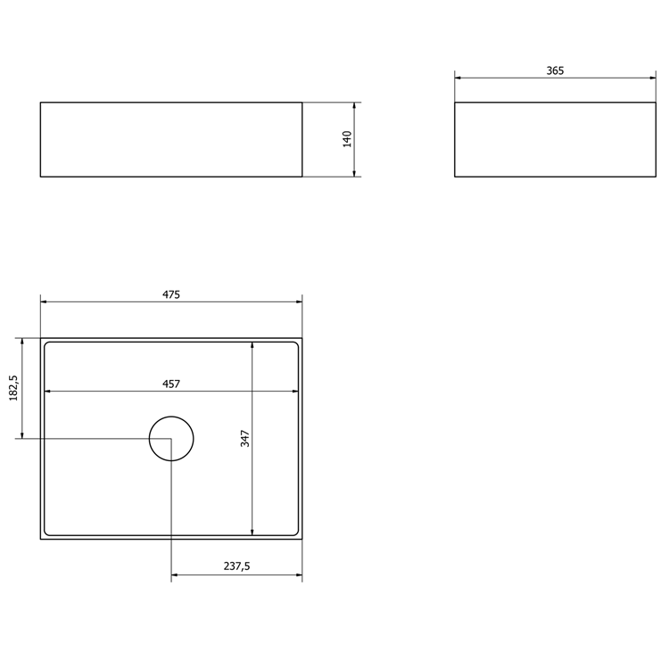 FORMIGO umywalka betonowa nablatowa, 47,5x36,5cm, antracyt mat
