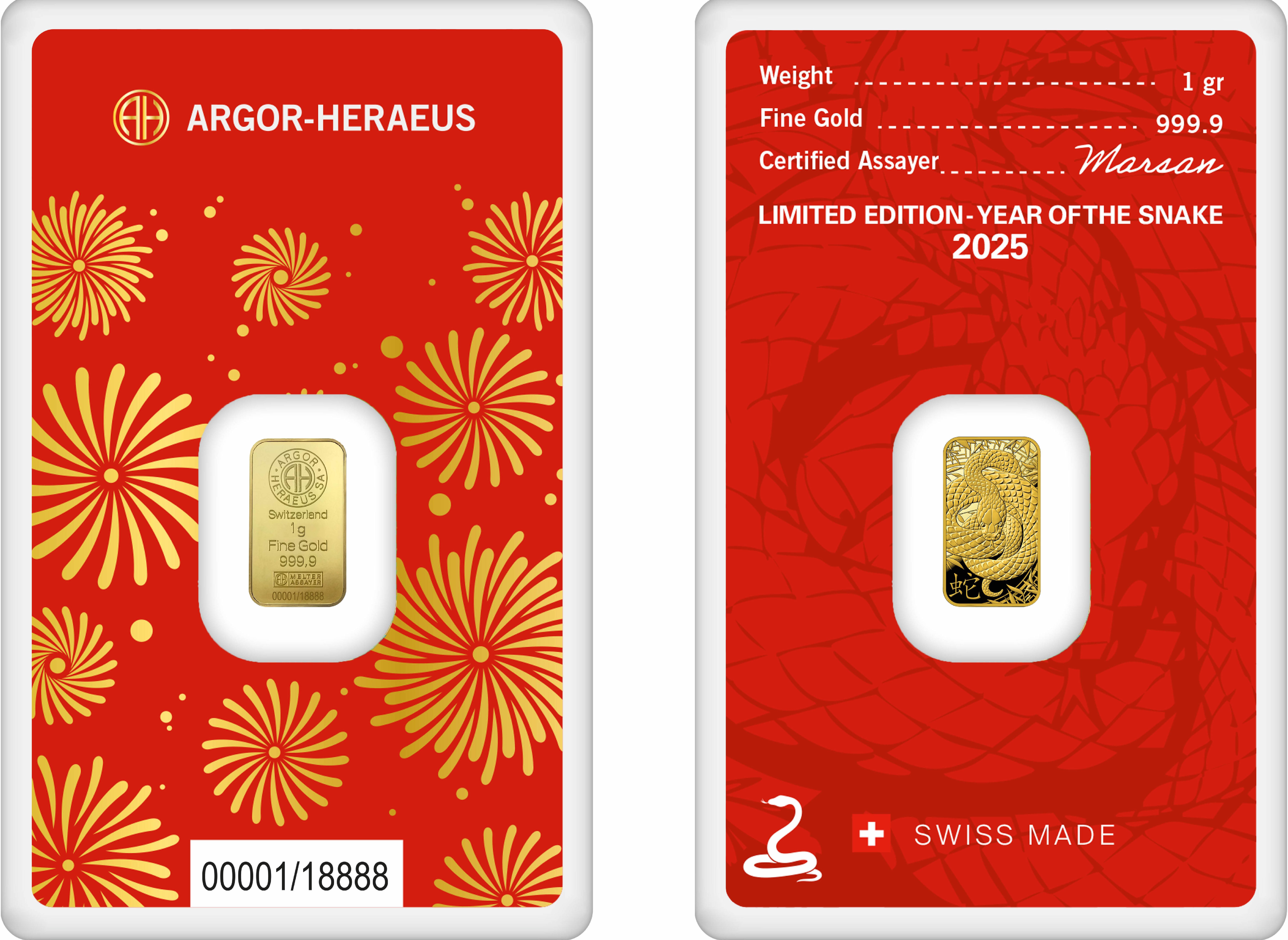 Argor-Heraeus 1g Fine Gold Bar
