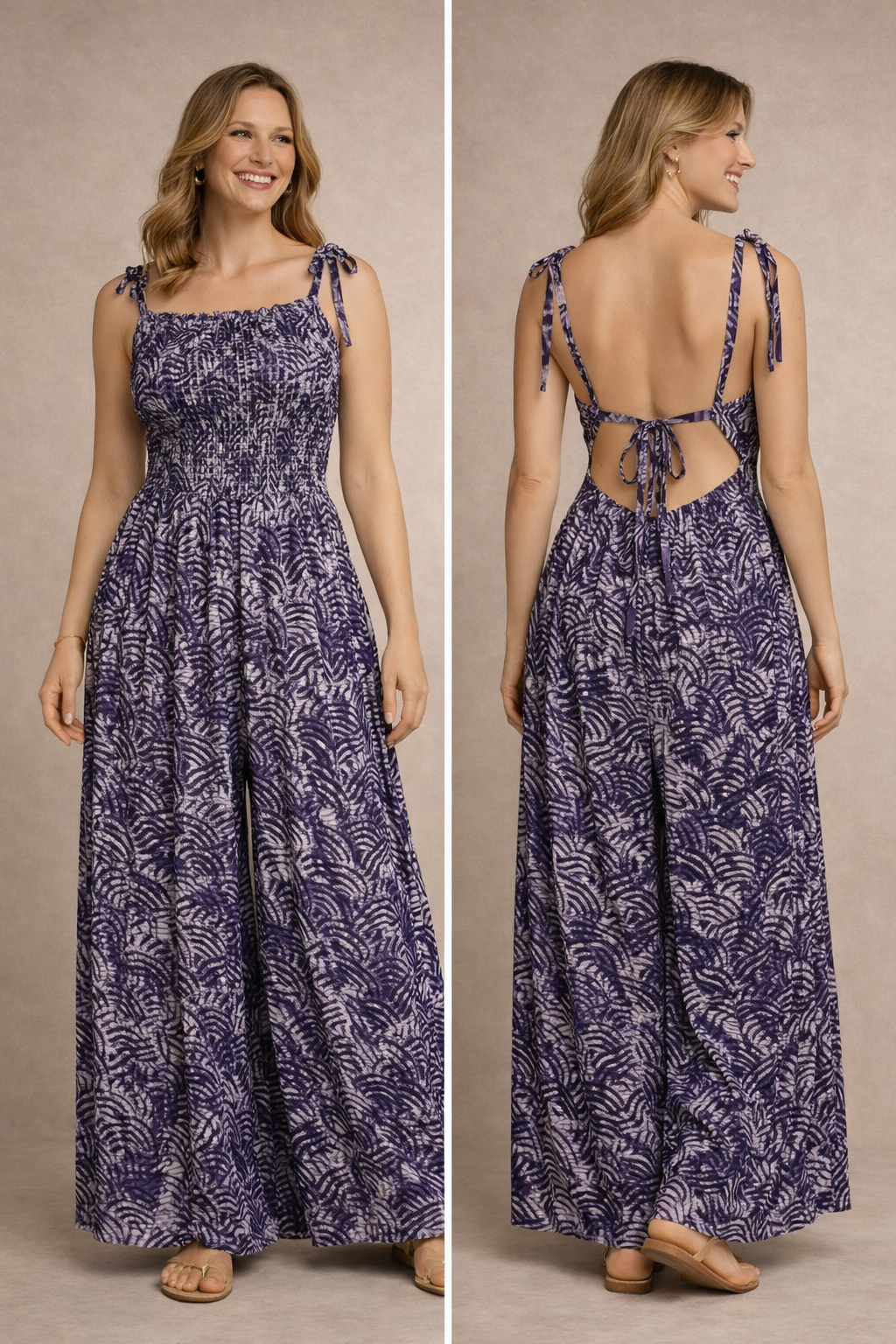 Combinaison fluide imprimée violette