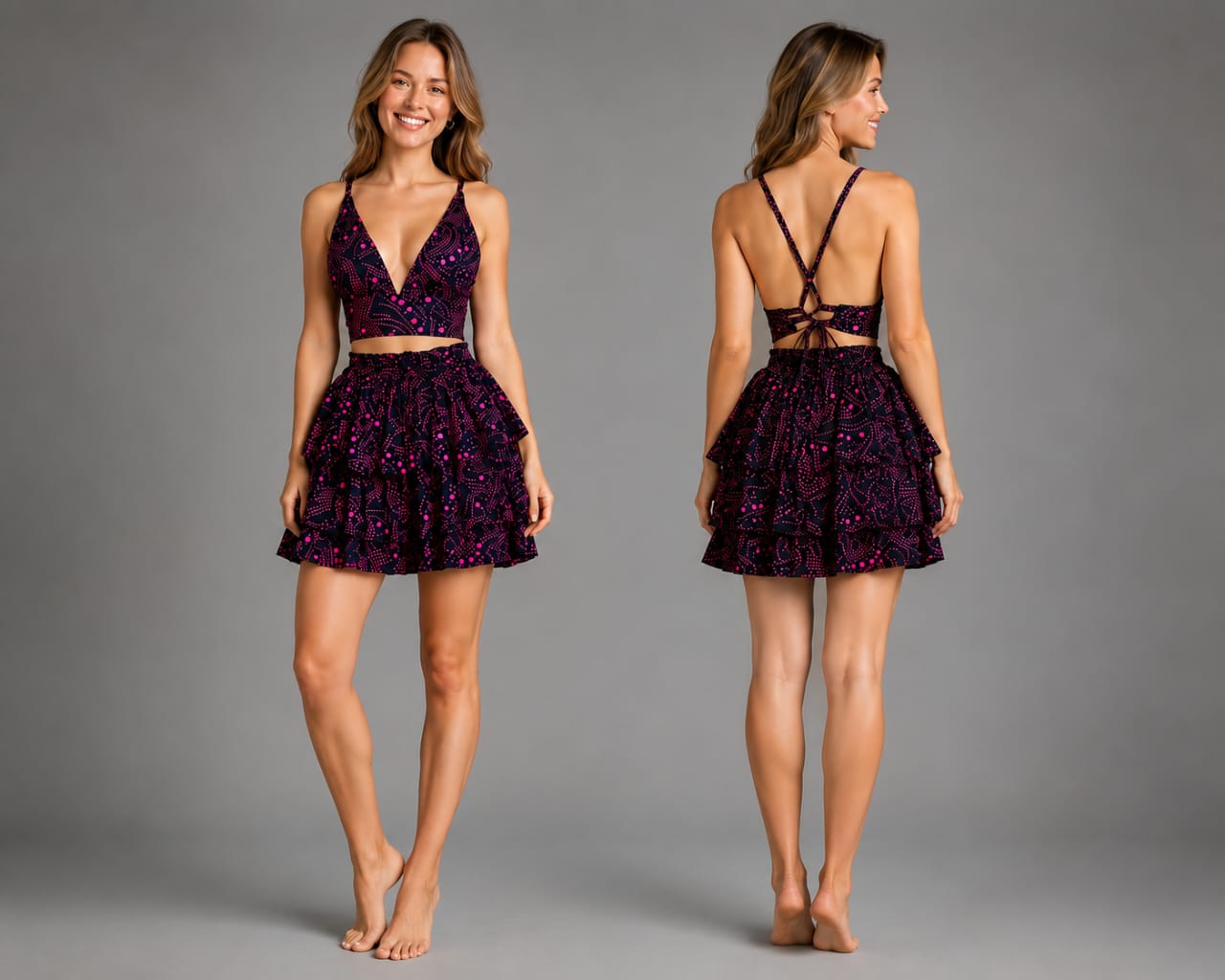 Robe courte à sequins violets