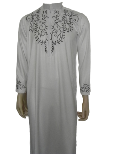 Qamis blanc brodé