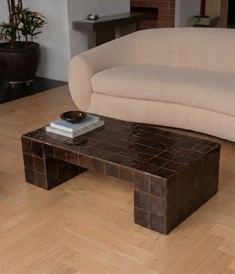 Seamless Zellige Coffee Table | Handcrafted Moroccan  Mosaic Tile | Luxury Minimalist Design | Fez Artisan  Craftsmanship | Contemporary Home Decor
