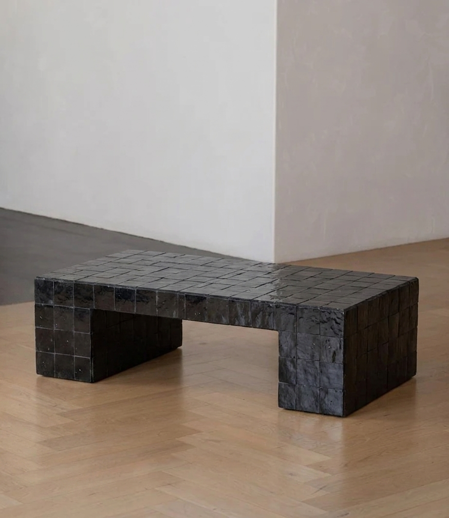 Seamless Zellige Coffee Table | Handcrafted Moroccan  Mosaic Tile | Luxury Minimalist Design | Fez Artisan  Craftsmanship | Contemporary Home Decor