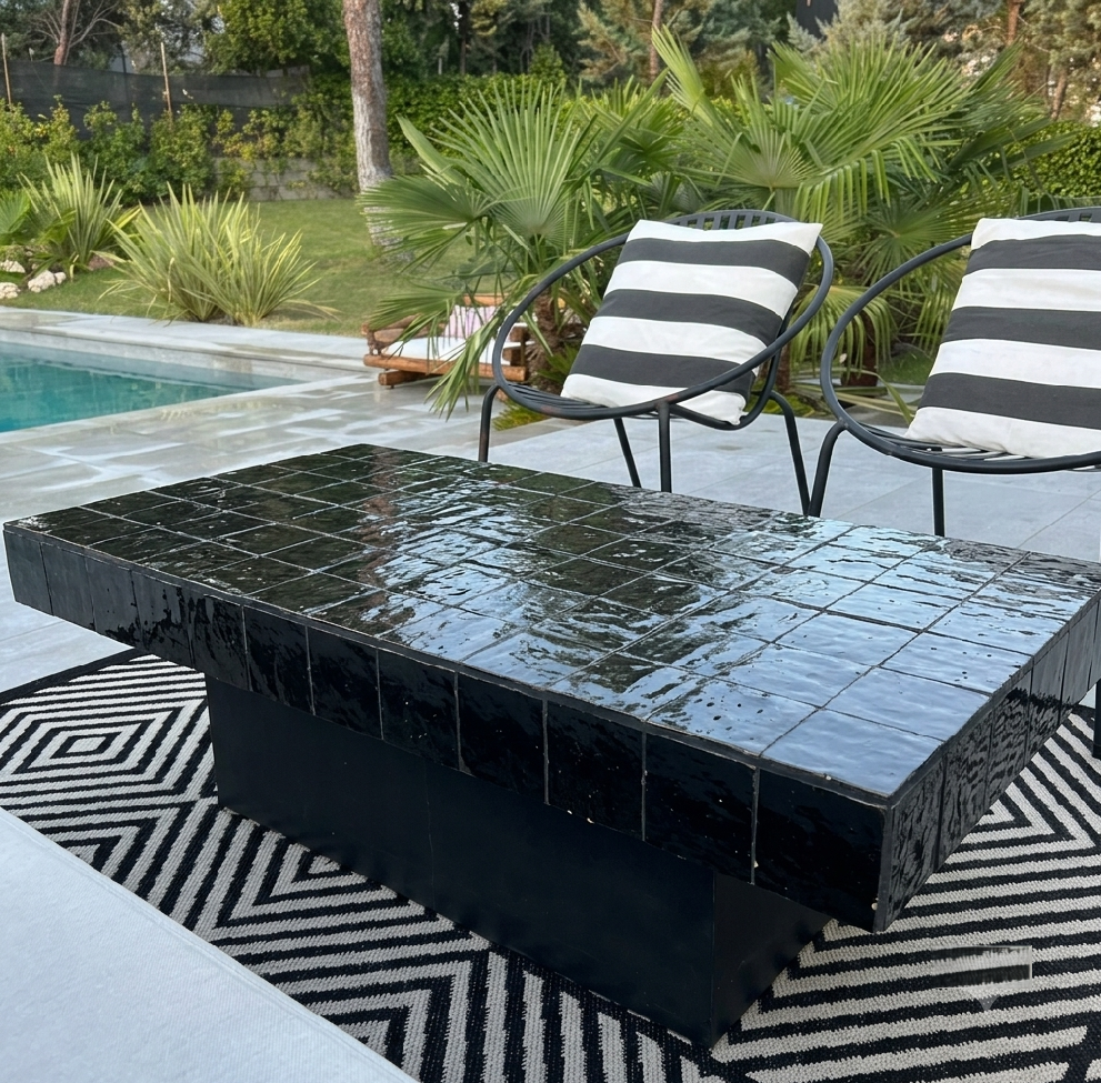 Handmade Moroccan Zellige Coffee Table | Mosaic Tile Table Customizable | Artisan Boho Home Decor | Authentic Fez Craftsmanship Morocco
