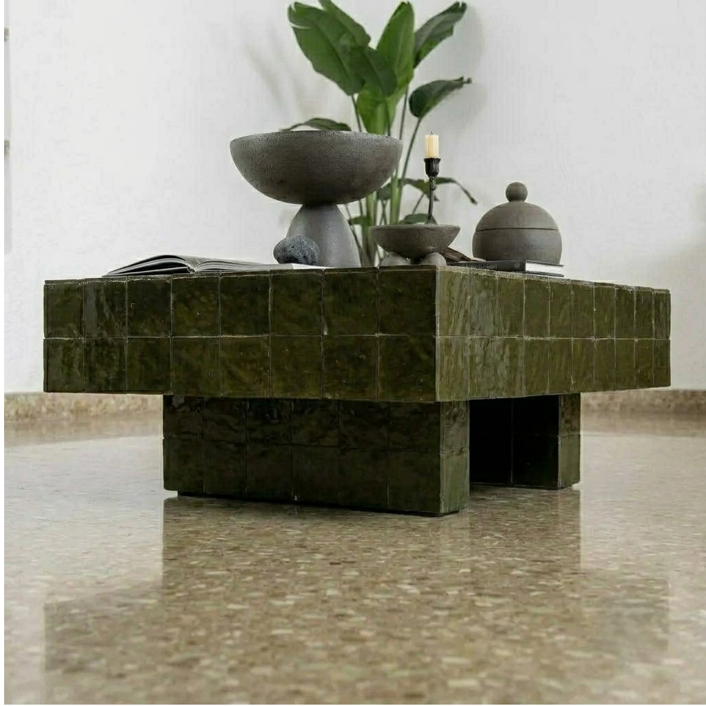 Handmade Moroccan Zellige Coffee Table | Mosaic Tile Table Customizable | Artisan Boho Home Decor | Authentic Fez Craftsmanship Morocco
