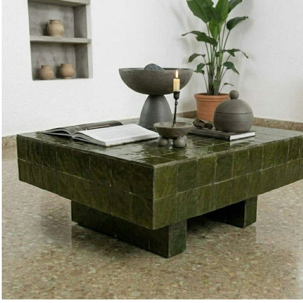 Handmade Moroccan Zellige Coffee Table | Mosaic Tile Table Customizable | Artisan Boho Home Decor | Authentic Fez Craftsmanship Morocco