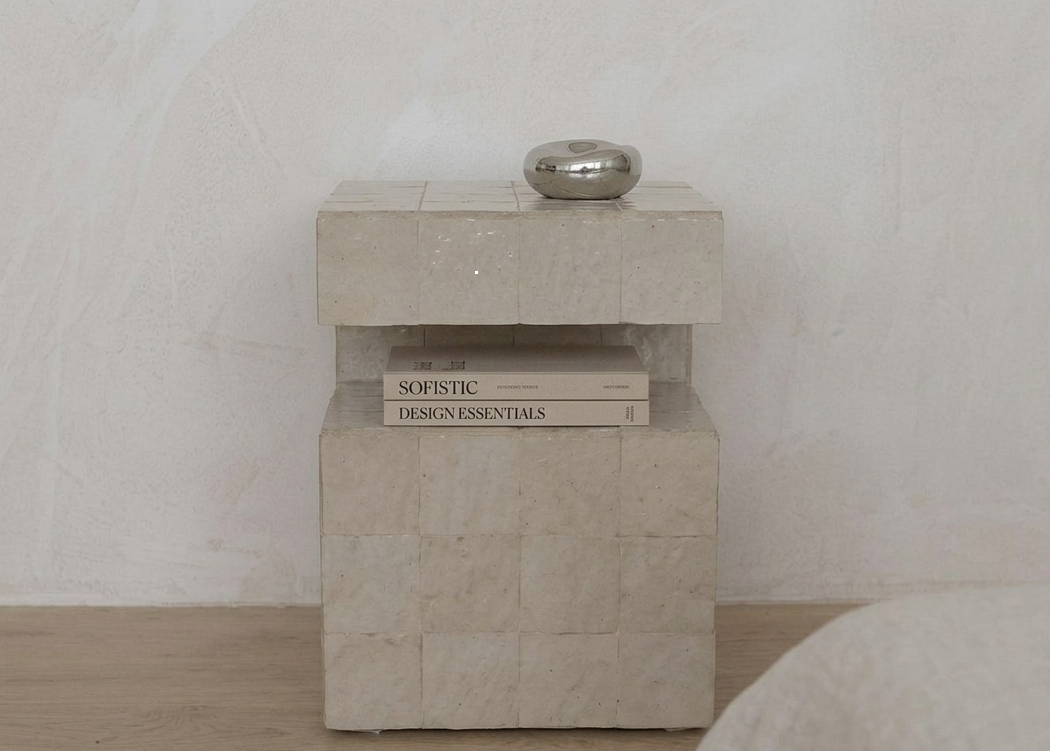 Moroccan Zellige Side Table – Handmade Mosaic Tile Accent Table