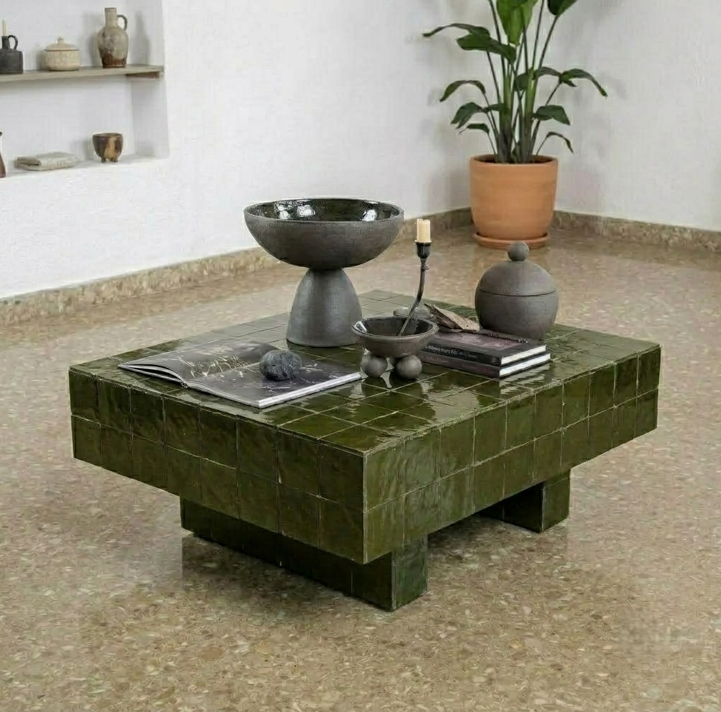 Handmade Moroccan Zellige Coffee Table | Mosaic Tile Table Customizable | Artisan Boho Home Decor | Authentic Fez Craftsmanship Morocco