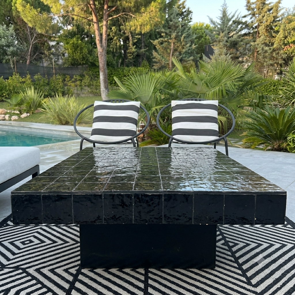 Handmade Moroccan Zellige Coffee Table | Mosaic Tile Table Customizable | Artisan Boho Home Decor | Authentic Fez Craftsmanship Morocco