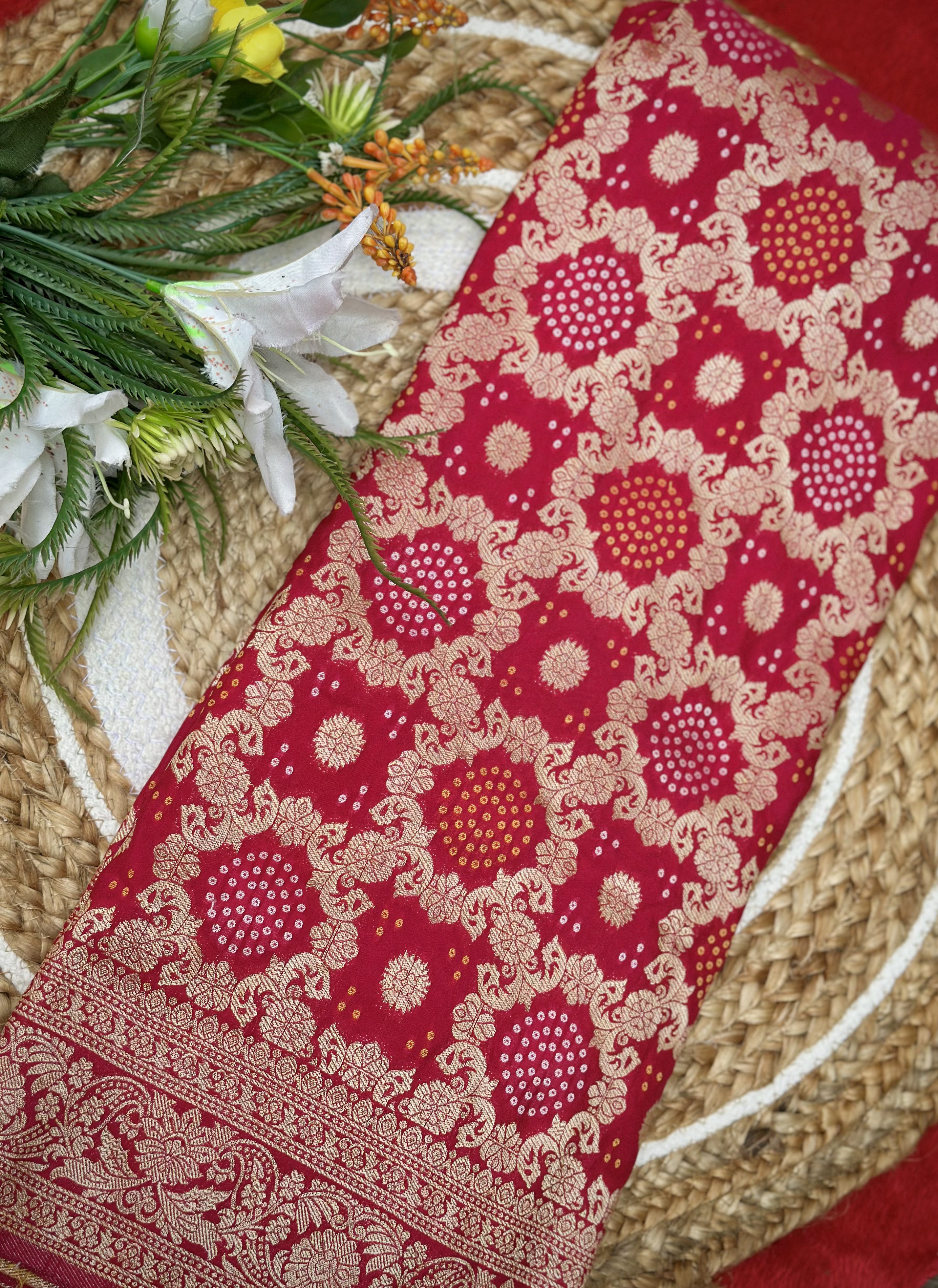 Kashish Silk – Rani Pink Banarasi Georgette Saree